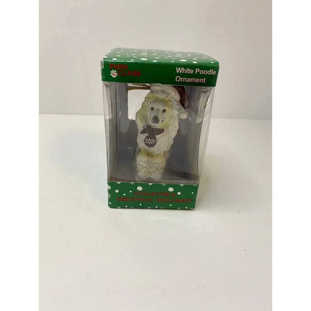 PAWS BY CLAUS White Poodle Dog Animal‎ Christmas Ornament 2011